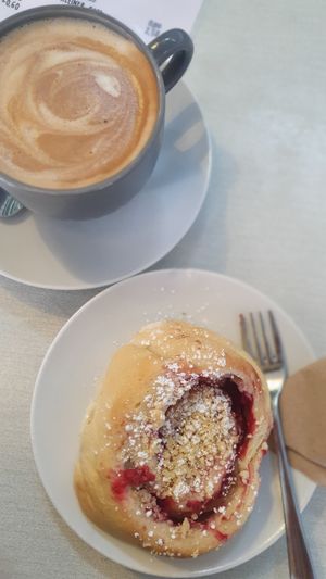 Raspberry crumple bun at Cafe Willi in Tubingen