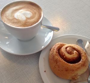 Cappuccino & Cinnamon roll  at Cafe Willi in Tubingen