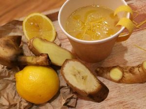 Lemon cream soup with banana at Matrjoska Kroshka in Budapest