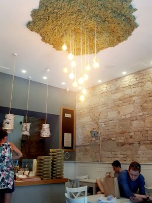 Love the light fixtures. at Matrjoska Kroshka in Budapest