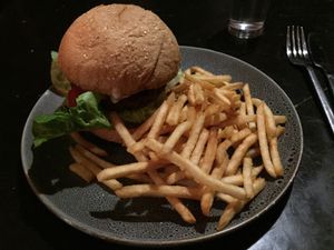 Vegan burger  at A Fan's Notes in Carlton North