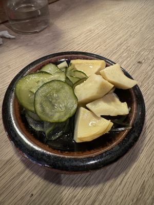 House made pickles   at Koya in London
