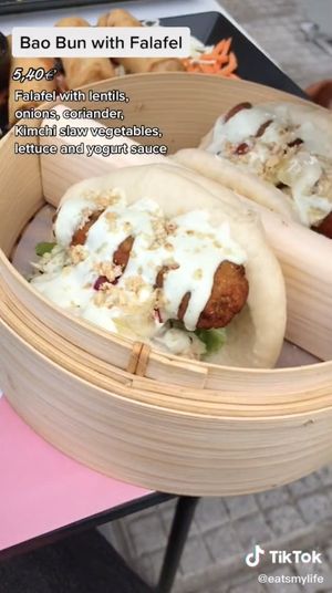 Bao Bun with Falafel at Asian House in Kalamaria