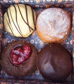 The top right is filled with amazing Vego chocolate at Brammibal's Donuts - Prenzlauer Berg in Berlin