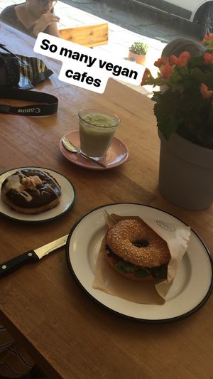 Bagel, donut and iced matcha late  at Brammibal's Donuts - Prenzlauer Berg in Berlin