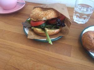 the hummus and Pesto Bagel at Brammibal's Donuts - Prenzlauer Berg in Berlin