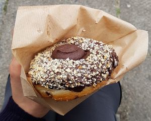 New flavor in April: "Nougat donut" at Brammibal's Donuts - Prenzlauer Berg in Berlin