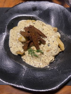 Nhoque alla carbonara (surreal) at Piccoli Cucina in Sao Paulo