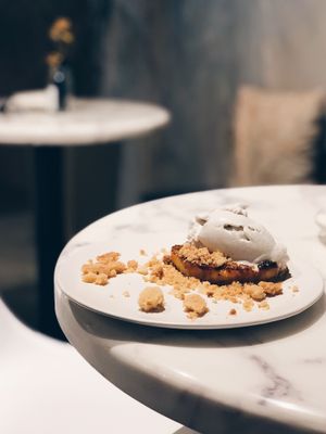 caramelised pineapple ring, clove ice cream & tart crumbs at HRVST by Kilter Avenue in Central Singapore