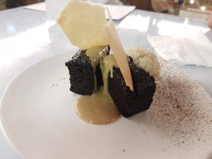 Chocolate cake dessert at HRVST by Kilter Avenue in Central Singapore