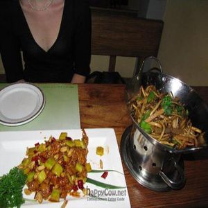 Gong bao 'chicken' and a wild mushroom dish at Xu Xiang Zhai - Dongcheng District in Beijing