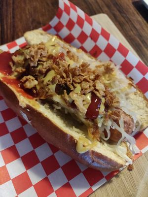 Hot dog at Galerie Cafe Leidse Lente in Leiden