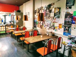 Seating and local info hub :) at Arancini Brothers in North London