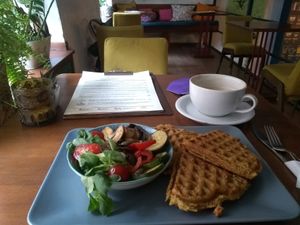 waffle breakfast at Bez Lukru in Wroclaw