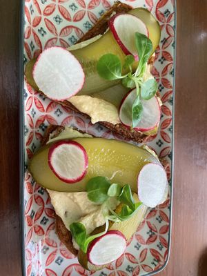 Carrot sandwich with hummus  at Bez Lukru in Wroclaw