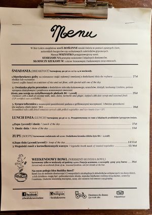 Menu 🌱 at Bez Lukru in Wroclaw