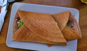 Naleśnik K'angi (filled buckwheat pancakes) 🌱😊👍 at Bez Lukru in Wroclaw