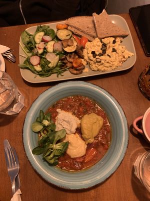 Scrambled tofu and shakshuka   at Bez Lukru in Wroclaw