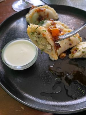 Tofu and potatoes pierogi at Bez Lukru in Wroclaw