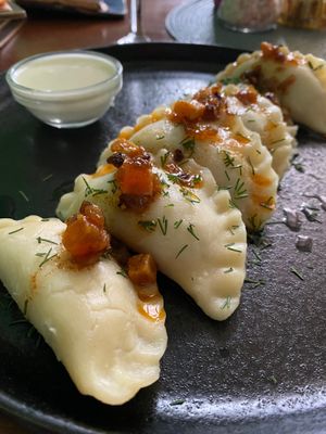 Tofu and potatoes pierogi at Bez Lukru in Wroclaw