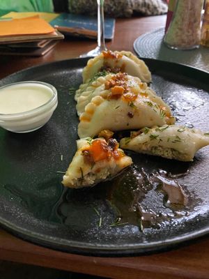 Tofu and potatoes pierogi at Bez Lukru in Wroclaw
