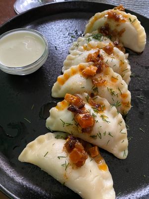 Tofu and potatoes pierogi at Bez Lukru in Wroclaw