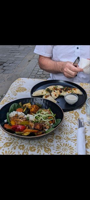 Potato perogies and tofu special at Bez Lukru in Wroclaw