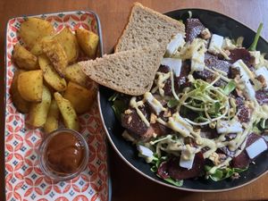 Salad and potatoes   at Bez Lukru in Wroclaw