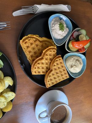 Savory carrot waffles  at Bez Lukru in Wroclaw