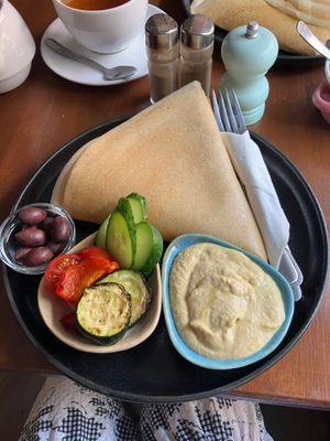 Hummus pancake  at Bez Lukru in Wroclaw