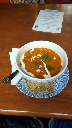 Red Lentil soup with Homemade bread at Bez Lukru in Wroclaw