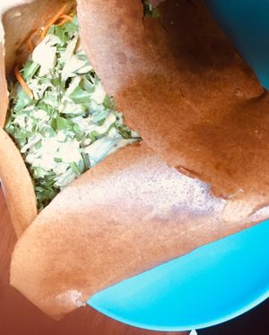 Carrot and broccoli pancake - naleśnik z brokulami I marchewka  at Bez Lukru in Wroclaw