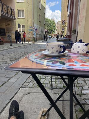 View from a table outdoor at Bez Lukru in Wroclaw