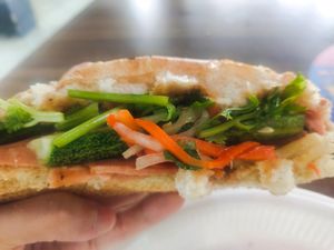 Fresh veggies and ham at Boon Pisang Goreng in Central Singapore