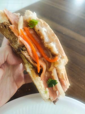 Two different types of ham at Boon Pisang Goreng in Central Singapore