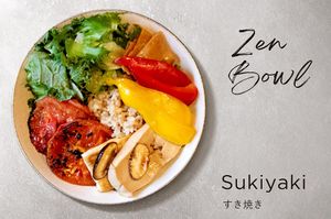 A sukiyaki-style ZEN BOWL made by soaking organic tofu and soybean meat in a sukiyaki sauce made from soy sauce and mirin.
Healthy yet satisfying, the elimination of five pungent  at Oizumi Kojo Nishi-Azabu 大泉工場 in Tokyo