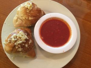Vegan garlic knots, no cheese  at Cinelli's Pizza in Rochester
