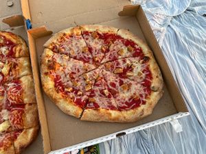 Pizza 2 , ask for extra vegan cheese and more cooked at Cinelli's Pizza in Rochester