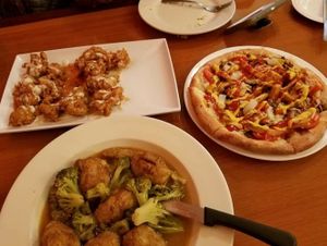 vegan wings, pizza and artichoke French  at Cinelli's Pizza in Rochester