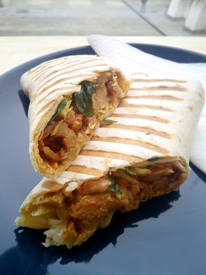 Seitan tortilla at Ovegano in Brno