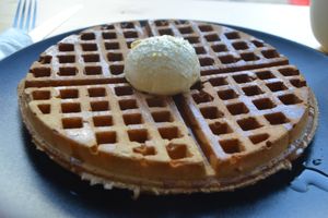 Waffle with margarine at Ovegano in Brno