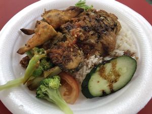 Vegan chicken rice  at An Xin Vegan Stall in Central Singapore