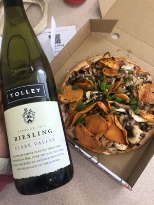 wine bought seperate !  at Pizza Capers in Launceston