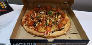 Vegan pizza, yum at Pizza Capers in Launceston