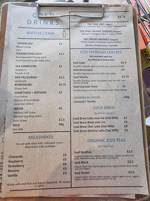 Menu at Ginger & Co. Coffee in Shrewsbury