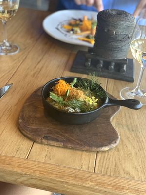 Beautiful fresh spring risotto (vegan) at Foliage in Franschhoek