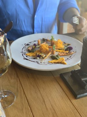 Carrot starter (vegan) at Foliage in Franschhoek