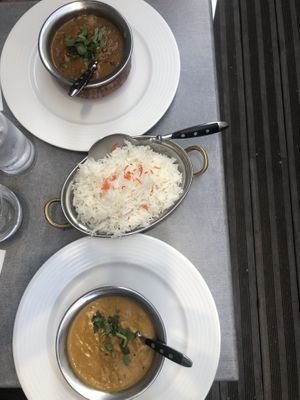 Coconut/eggplant & mushroom/peas at Royal Indien in Nantes