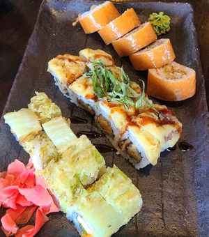 Cowgirl roll, Shiitake To Me and Crunchy Cabbage at Blue Sushi Sake Grill in Indianapolis