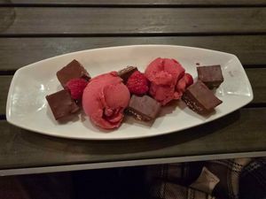 chocolate torte  - highly recommend! at Blue Sushi Sake Grill in Indianapolis